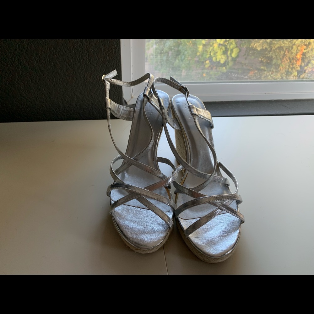 F21 Silver Wedges (Size 10) - New / Never Worn